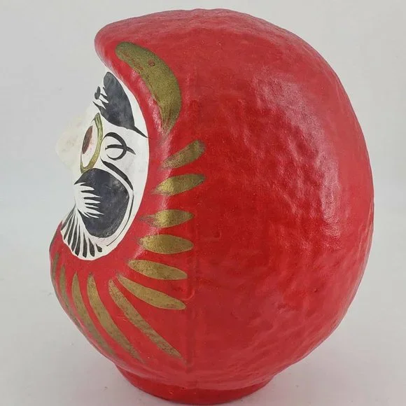 Japanese Daruma Doll Red Wishing Doll Paper Mache 6" - Picture 2 of 4